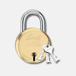 Link Round Brass 65mm Lock with 3 Keys